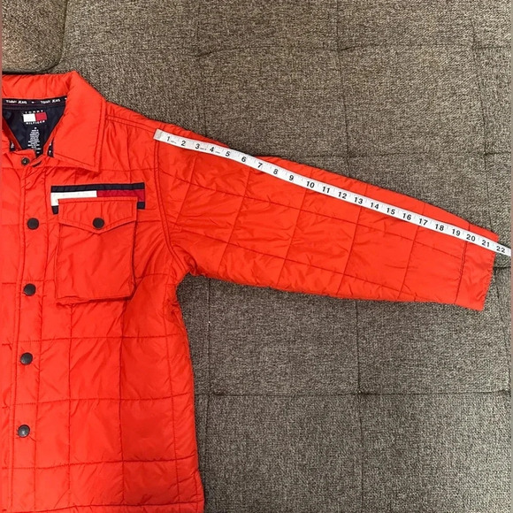 Tommy Jeans 2002 Vintage Quilted Puffer Logo Jacket Red Women’s Medium - Picture 5 of 7